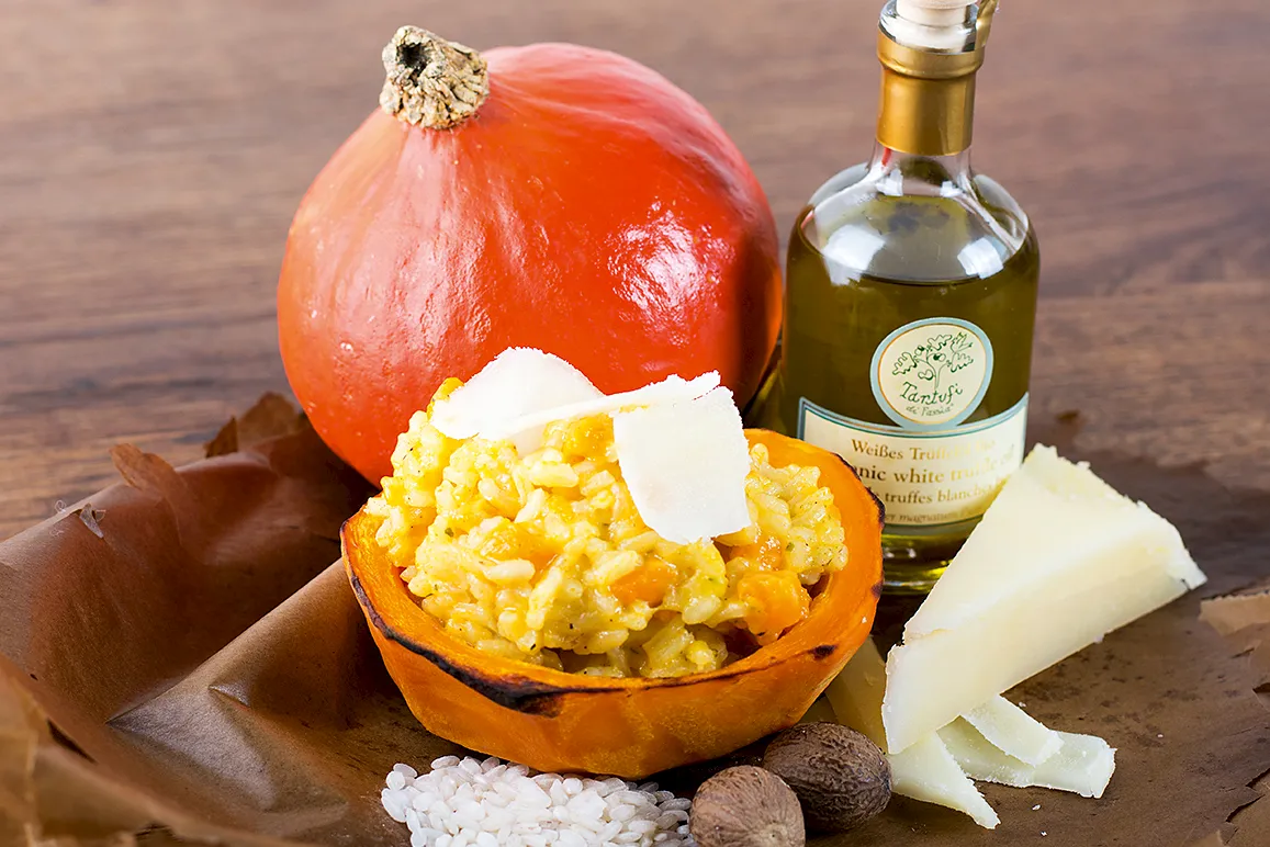 K&uuml;rbisrisotto mit Hokkaidok&uuml;rbis